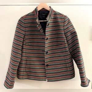TALBOTS Rainbow Striped Blazer with Mandarin Collar Size 10 Striped